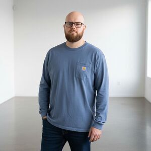 Carhartt Blue Long Sleeve Pocket Tee 2XL